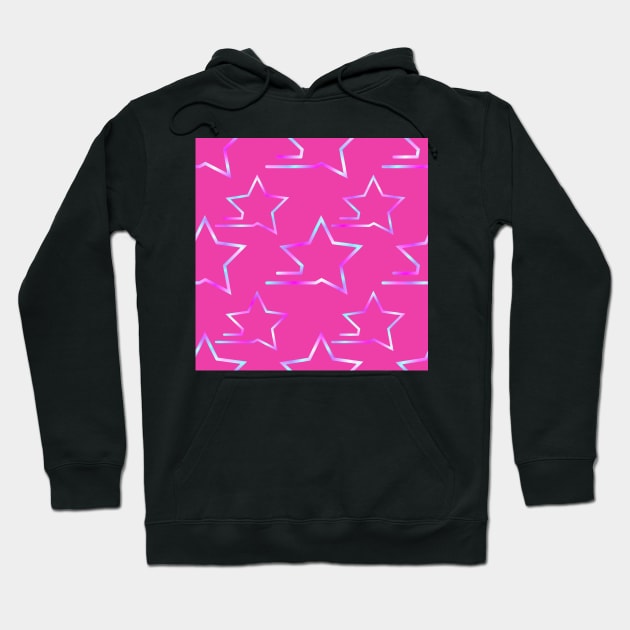 Fast Stars Magenta and Blue on Deep Pink Repeat 5748 Hoodie by ArtticArlo